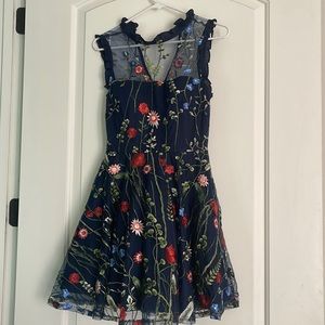 City studios Juniors’ floral-embroidered fit & flare dress created for Macy’s